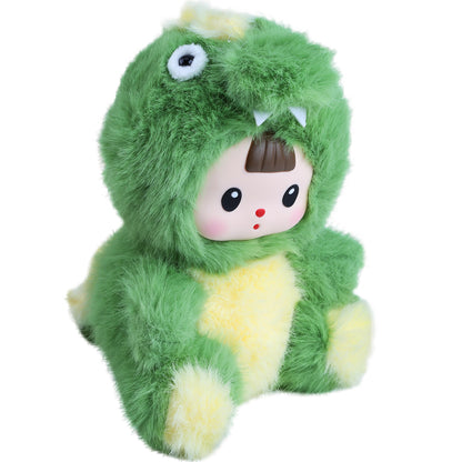 Kawaii Green Dinosaur Plush Toy with Vinyl Face – Soft Cotton Stuffed Animal Doll, Cute Collectible Gift for Kids, Teens & Women, Perfect for Hugging, Room Décor & Everyday Companionship