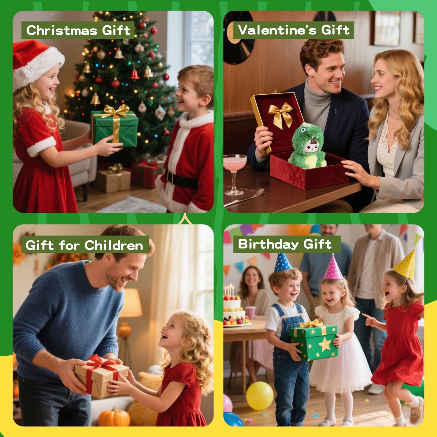 Kawaii Green Dinosaur Plush Toy with Vinyl Face – Soft Cotton Stuffed Animal Doll, Cute Collectible Gift for Kids, Teens & Women, Perfect for Hugging, Room Décor & Everyday Companionship