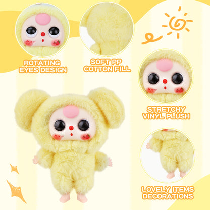 Kawaii Macaron Yellow Bunny Plush Pendant – Cute Stuffed Animal with Vinyl Face & Rotatable Eyes, Soft Collectible Doll Toy for Girls, Boys, Teens, Women, Birthday & Holiday Gifts, Bag Charm, Home & Car Décor