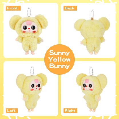 Kawaii Macaron Yellow Bunny Plush Pendant – Cute Stuffed Animal with Vinyl Face & Rotatable Eyes, Soft Collectible Doll Toy for Girls, Boys, Teens, Women, Birthday & Holiday Gifts, Bag Charm, Home & Car Décor