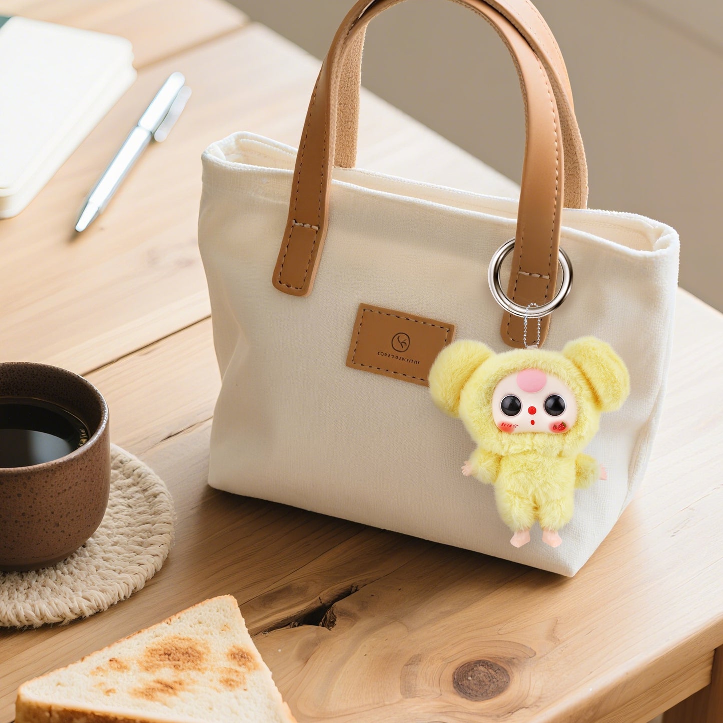 Kawaii Macaron Yellow Bunny Plush Pendant – Cute Stuffed Animal with Vinyl Face & Rotatable Eyes, Soft Collectible Doll Toy for Girls, Boys, Teens, Women, Birthday & Holiday Gifts, Bag Charm, Home & Car Décor