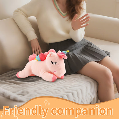 Pink Sleeping Unicorn Plush Toy 11.8 Inches – Soft Alicorn Stuffed Animal with Cotton Plush Stuffing, Cute Huggable Hugging Pillow for Kids, Girls, Women, Girlfriend, Birthday, Christmas, Valentine, Kawaii Room Decor, Perfect Gift