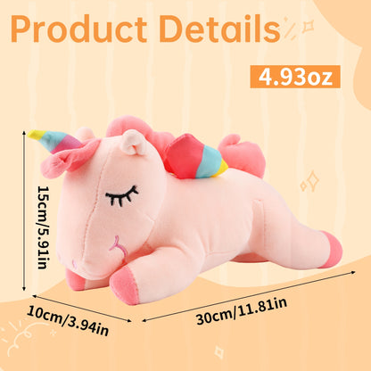 Pink Sleeping Unicorn Plush Toy 11.8 Inches – Soft Alicorn Stuffed Animal with Cotton Plush Stuffing, Cute Huggable Hugging Pillow for Kids, Girls, Women, Girlfriend, Birthday, Christmas, Valentine, Kawaii Room Decor, Perfect Gift