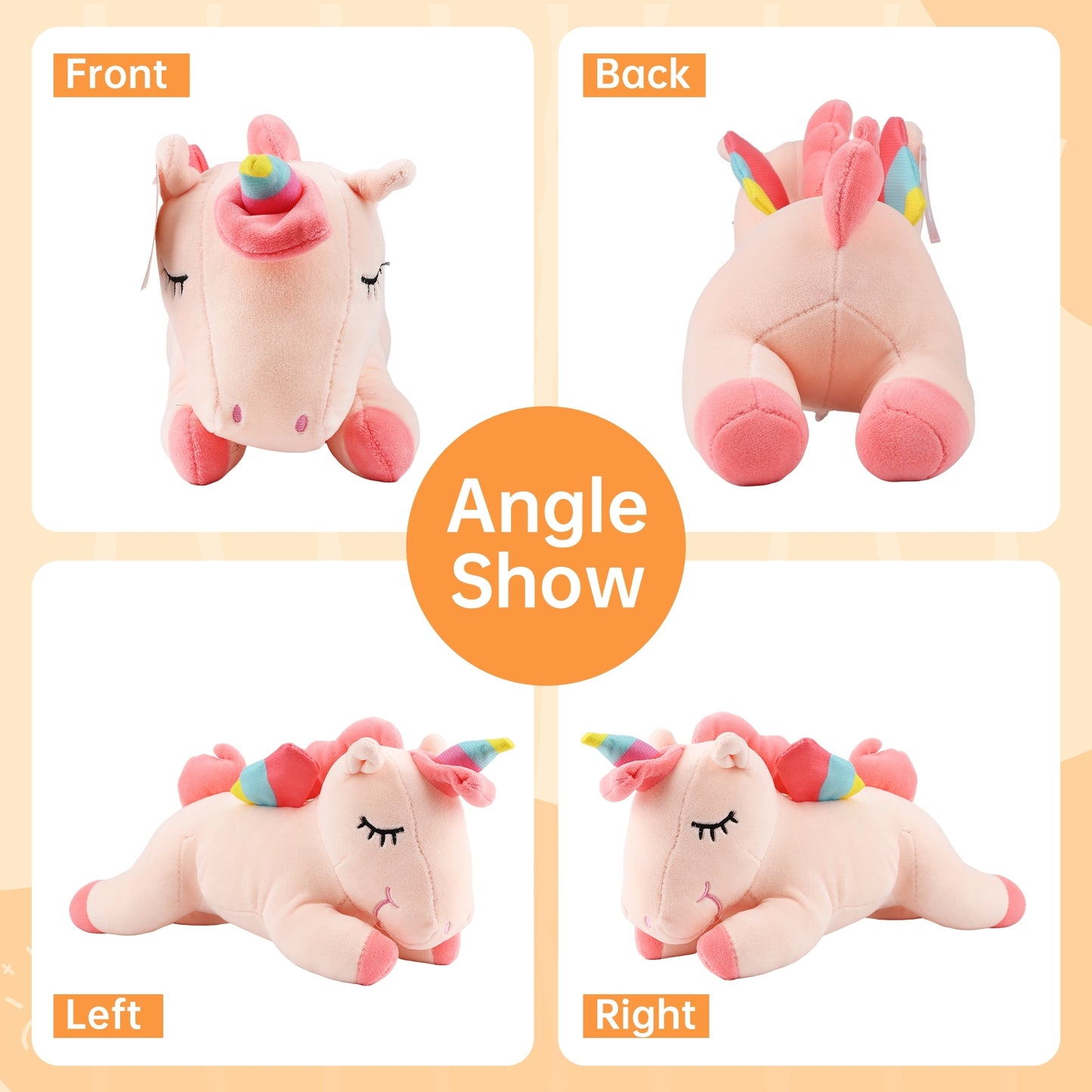 Pink Sleeping Unicorn Plush Toy 11.8 Inches – Soft Alicorn Stuffed Animal with Cotton Plush Stuffing, Cute Huggable Hugging Pillow for Kids, Girls, Women, Girlfriend, Birthday, Christmas, Valentine, Kawaii Room Decor, Perfect Gift