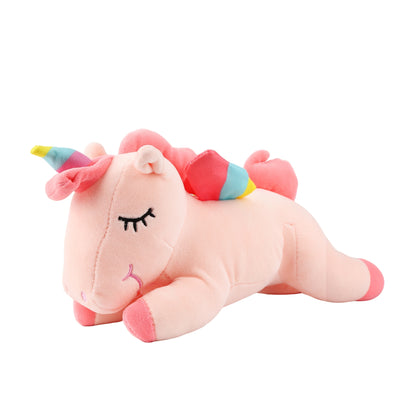 Pink Sleeping Unicorn Plush Toy 11.8 Inches – Soft Alicorn Stuffed Animal with Cotton Plush Stuffing, Cute Huggable Hugging Pillow for Kids, Girls, Women, Girlfriend, Birthday, Christmas, Valentine, Kawaii Room Decor, Perfect Gift