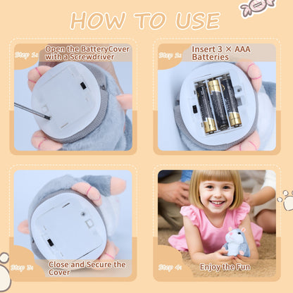 Talking Hamster Toy That Repeats What You Say – Interactive Plush Hamster Stuffed Animal for Kids, Funny Talking Toy for Toddlers, Educational Speech Therapy Plush Gift, Soft Gray Hamster for Boys & Girls