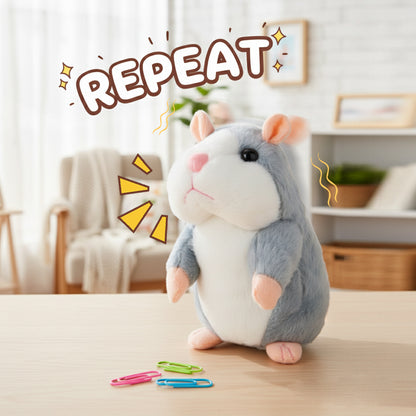Talking Hamster Toy That Repeats What You Say – Interactive Plush Hamster Stuffed Animal for Kids, Funny Talking Toy for Toddlers, Educational Speech Therapy Plush Gift, Soft Gray Hamster for Boys & Girls