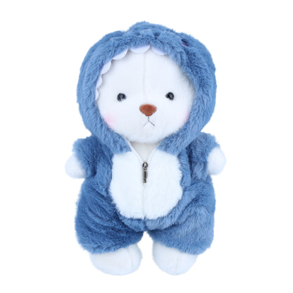 Teddy Bear Stuffed Animal with Removable Blue Shark Hoodie – 13'' Soft Plush Toy with Movable Legs, Cute Emotional Support Plushie Gift for Kids, Girls & Adults