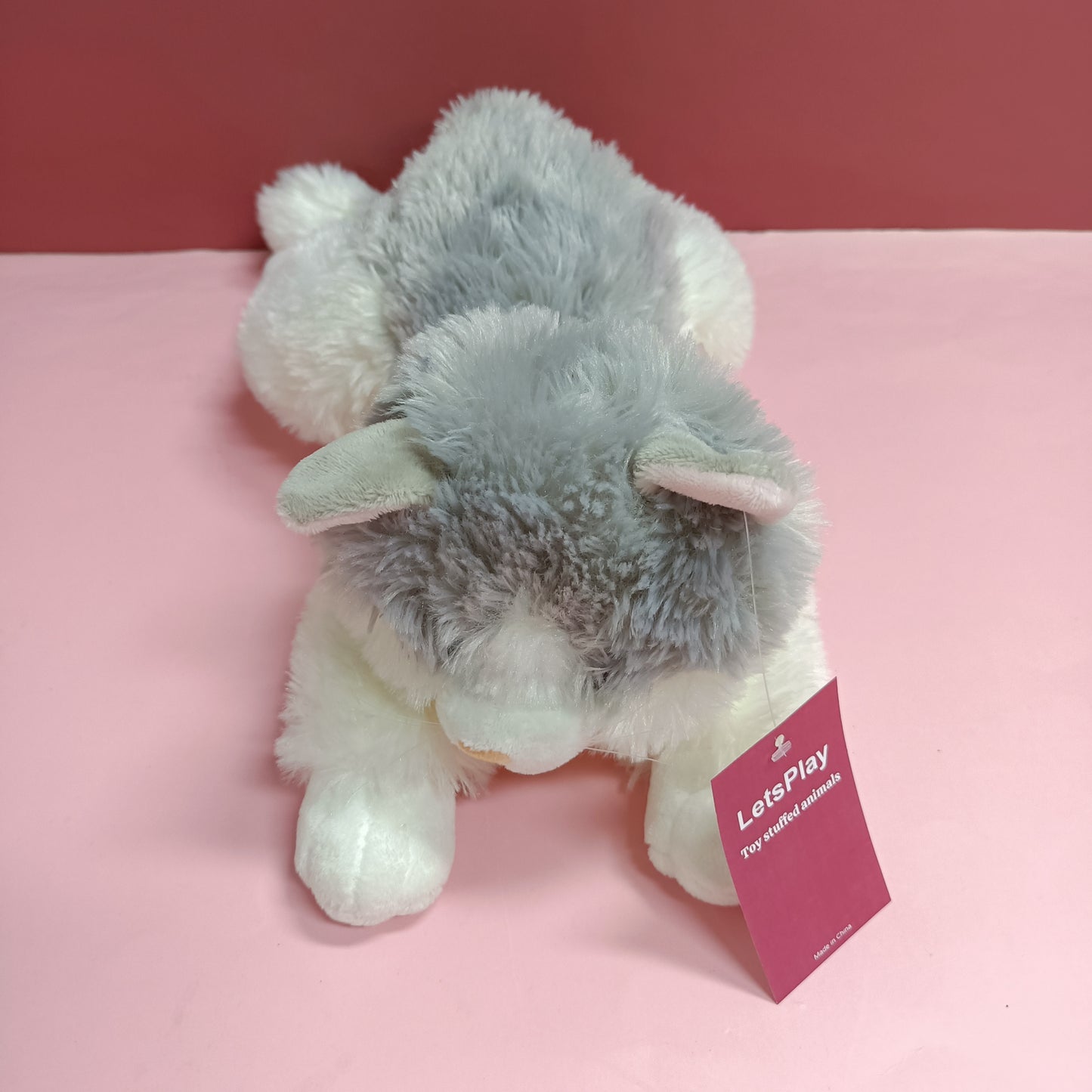 LetsPlay Dog Stuffed Animal Plush Toy, 10 inch Soft Cuddly White Grey Puppy Dog Plush Toys, Birthday Toy Gift for Kids Girls Boys