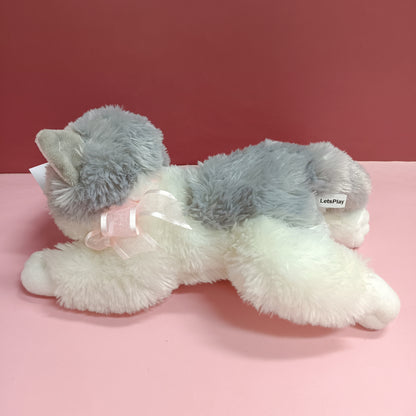 LetsPlay Dog Stuffed Animal Plush Toy, 10 inch Soft Cuddly White Grey Puppy Dog Plush Toys, Birthday Toy Gift for Kids Girls Boys