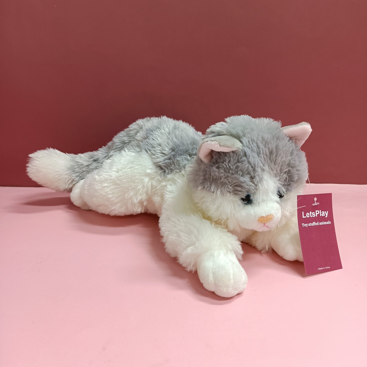 LetsPlay Dog Stuffed Animal Plush Toy, 10 inch Soft Cuddly White Grey Puppy Dog Plush Toys, Birthday Toy Gift for Kids Girls Boys