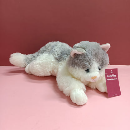 LetsPlay Dog Stuffed Animal Plush Toy, 10 inch Soft Cuddly White Grey Puppy Dog Plush Toys, Birthday Toy Gift for Kids Girls Boys