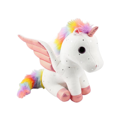 Unicorn Stuffed Animal Plush with Rainbow Mane & Sparkling Wings – 11.8'' Soft White Unicorn Plushie, Cute Hugging Pillow Gift for Kids, Girls, Women, Birthday, Christmas, Valentine