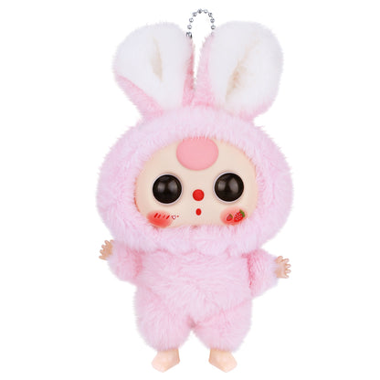 Kawaii Macaron Pink Bunny Plush Pendant – Stuffed Animal with Vinyl Face & Rotatable Eyes, Cute Collectible Doll Toy for Girls, Boys, Teens, Women, Birthday & Holiday Gifts, Bag Charm, Home & Car Décor