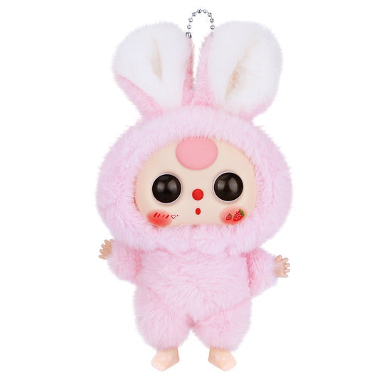Kawaii Macaron Pink Bunny Plush Pendant – Stuffed Animal with Vinyl Face & Rotatable Eyes, Cute Collectible Doll Toy for Girls, Boys, Teens, Women, Birthday & Holiday Gifts, Bag Charm, Home & Car Décor
