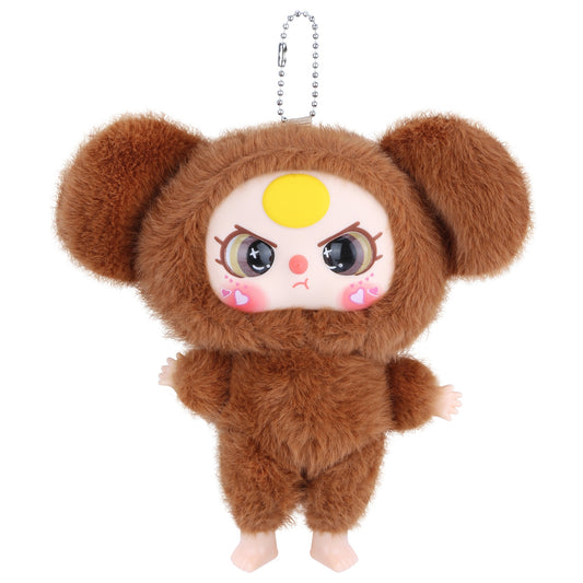 Kawaii Vinyl Plush Bunny Doll – Macaron Brown Cute Stuffed Animal with Vivid Expression, Soft Plush Toy for Collectors, Room & Car Décor, Bag Charm, Perfect Gift for Girls, Boys & Teens