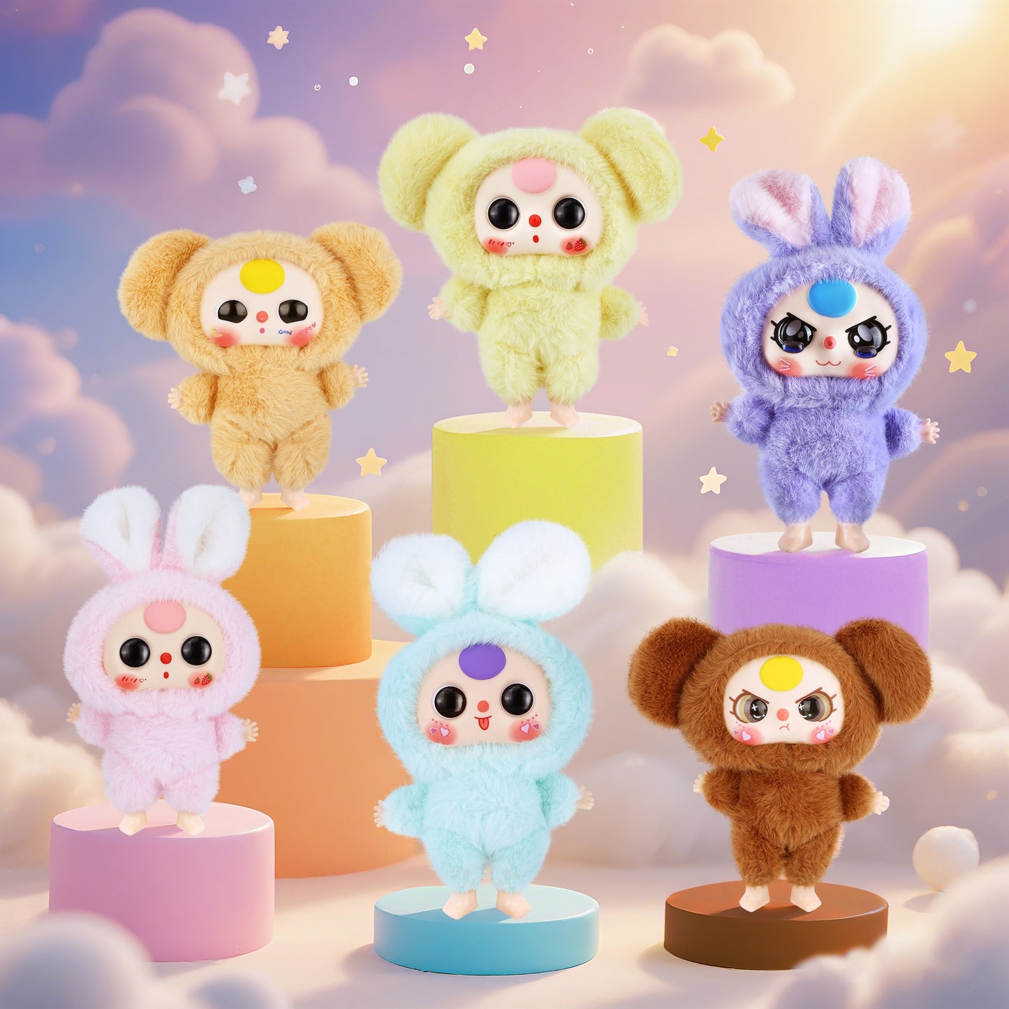 Kawaii Macaron Orange Bunny Plush Pendant – Cute Stuffed Animal with Vinyl Face & Rotatable Eyes, Soft Collectible Doll Toy for Girls, Boys, Teens, Women, Birthday & Holiday Gifts, Bag Charm, Home & Car Décor