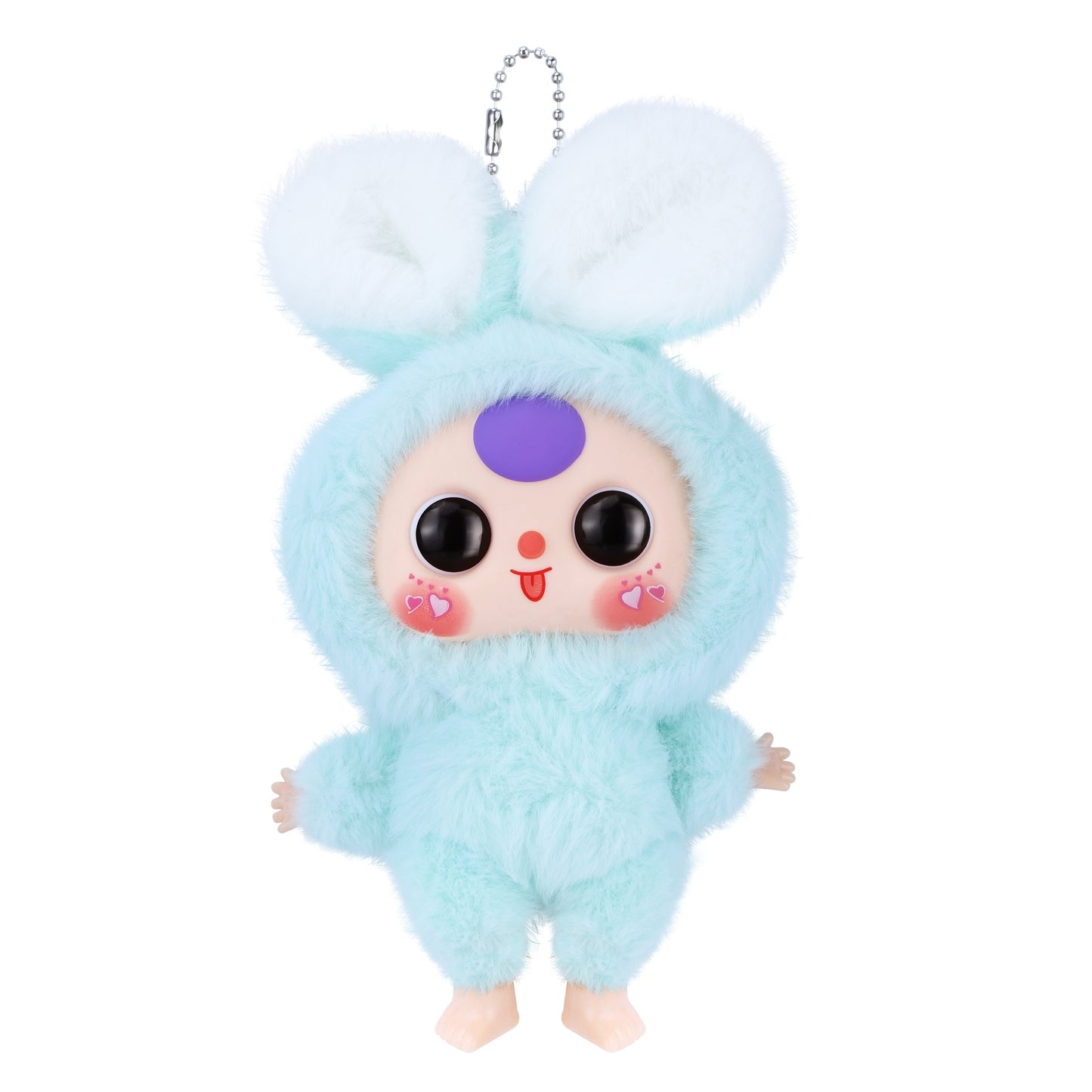 Kawaii Macaron Green Bunny Plush Doll with Vinyl Face – Cute Stuffed Animal Toy with Rotatable Eyes, Soft Collectible Figure for Girls, Boys, Teens, Women, Birthday & Holiday Gifts, Home & Car Décor