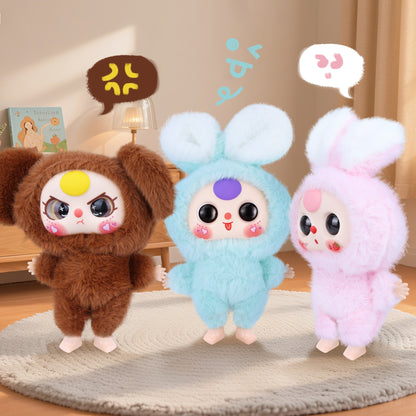 Kawaii Macaron Green Bunny Plush Doll with Vinyl Face – Cute Stuffed Animal Toy with Rotatable Eyes, Soft Collectible Figure for Girls, Boys, Teens, Women, Birthday & Holiday Gifts, Home & Car Décor