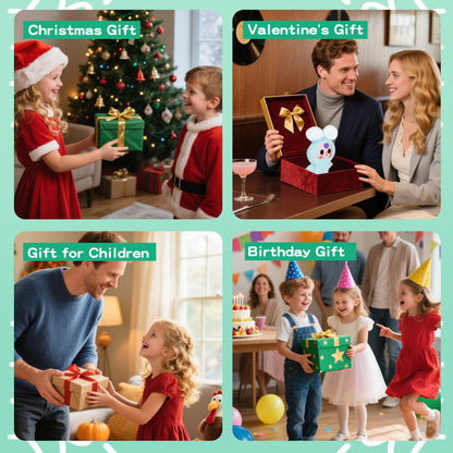 Kawaii Macaron Green Bunny Plush Doll with Vinyl Face – Cute Stuffed Animal Toy with Rotatable Eyes, Soft Collectible Figure for Girls, Boys, Teens, Women, Birthday & Holiday Gifts, Home & Car Décor