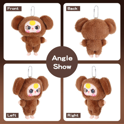 Kawaii Vinyl Plush Bunny Doll – Macaron Brown Cute Stuffed Animal with Vivid Expression, Soft Plush Toy for Collectors, Room & Car Décor, Bag Charm, Perfect Gift for Girls, Boys & Teens