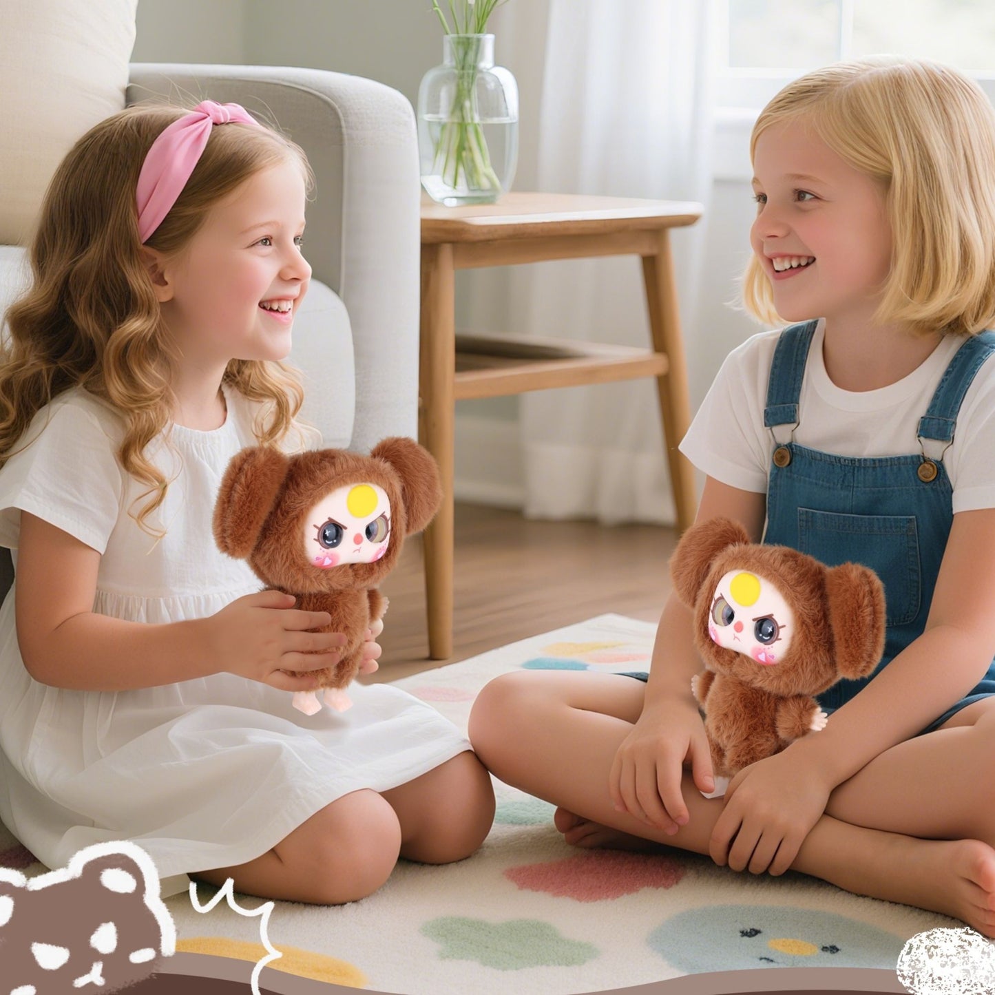 Kawaii Vinyl Plush Bunny Doll – Macaron Brown Cute Stuffed Animal with Vivid Expression, Soft Plush Toy for Collectors, Room & Car Décor, Bag Charm, Perfect Gift for Girls, Boys & Teens