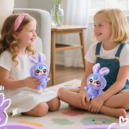 Kawaii Vinyl Plush Bunny Doll – Macaron Purple Cute Stuffed Animal with Vivid Expression, Soft Plush Toy for Girls, Teens & Collectors, Keychain Pendant & Cozy Room or Car Décor Gift