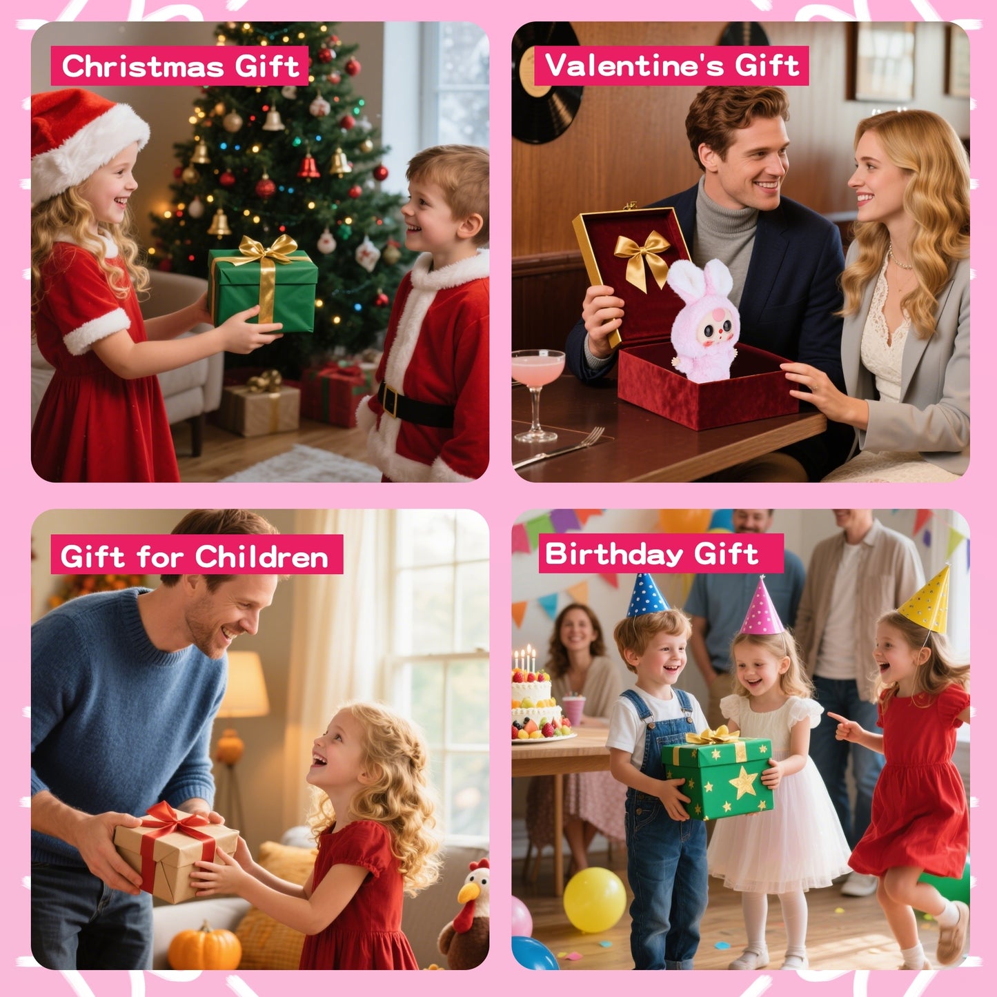 Kawaii Macaron Pink Bunny Plush Pendant – Stuffed Animal with Vinyl Face & Rotatable Eyes, Cute Collectible Doll Toy for Girls, Boys, Teens, Women, Birthday & Holiday Gifts, Bag Charm, Home & Car Décor