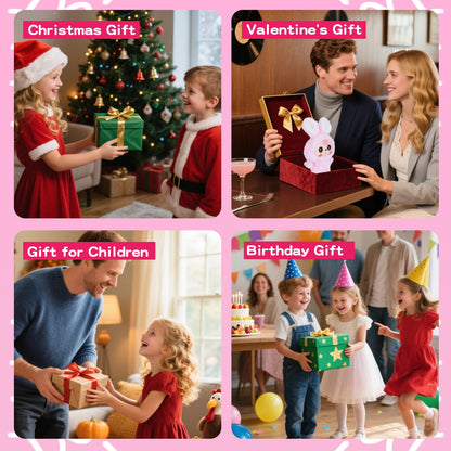 Kawaii Macaron Pink Bunny Plush Pendant – Stuffed Animal with Vinyl Face & Rotatable Eyes, Cute Collectible Doll Toy for Girls, Boys, Teens, Women, Birthday & Holiday Gifts, Bag Charm, Home & Car Décor