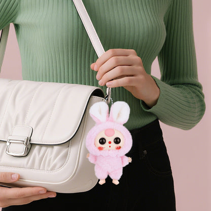 Kawaii Macaron Pink Bunny Plush Pendant – Stuffed Animal with Vinyl Face & Rotatable Eyes, Cute Collectible Doll Toy for Girls, Boys, Teens, Women, Birthday & Holiday Gifts, Bag Charm, Home & Car Décor