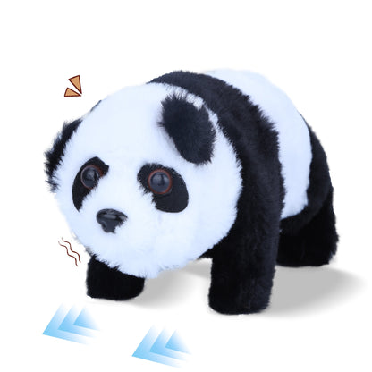 Interactive Walking Panda Plush Toy with Sound & Nodding Head – 7'' Soft Animated Stuffed Animal, Battery Operated Crawling Panda Gift for Toddlers, Kids, Boys & Girls