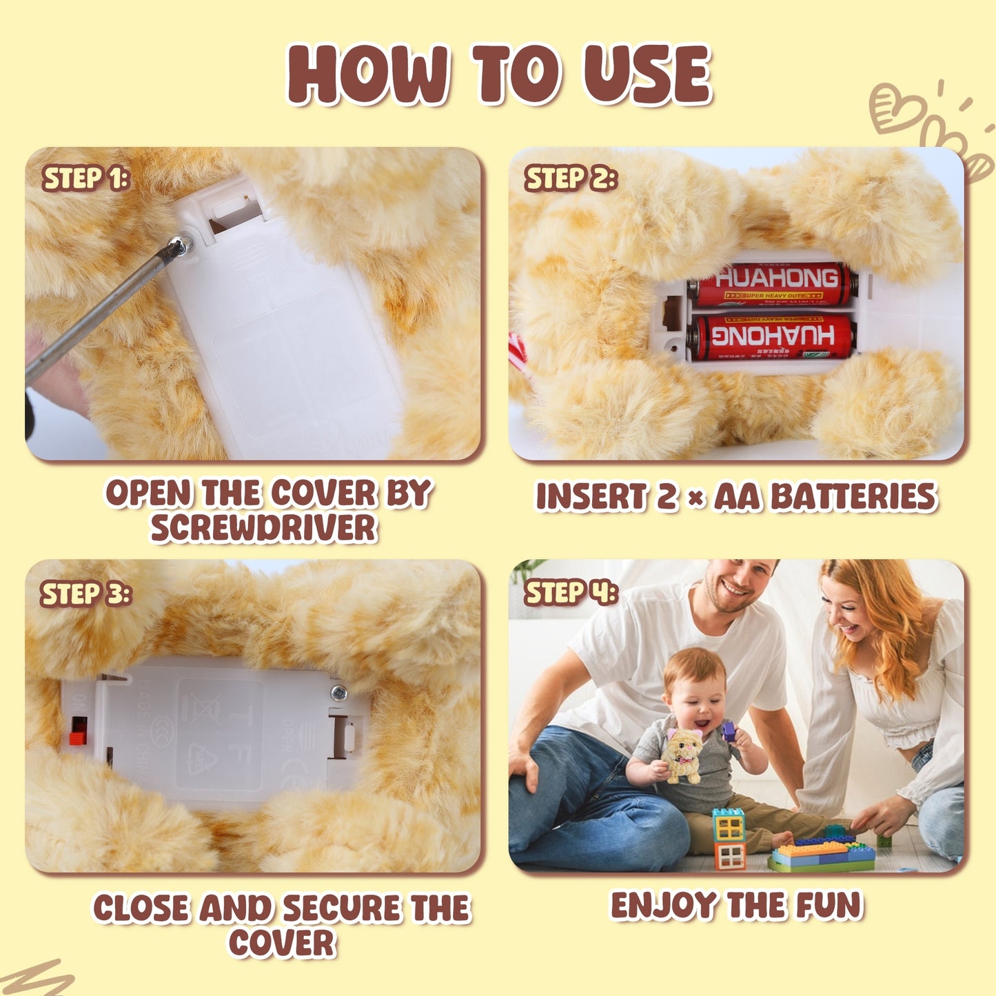 Interactive Walking Kitten Plush Toy – 7.5'' Yellow American Shorthair Cat with Meowing Sounds, Wagging Tail & Head Shaking – Soft Stuffed Animal Gift for Toddlers, Kids, Boys & Girls