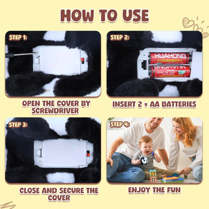 Interactive Walking Panda Plush Toy with Sound & Nodding Head – 7'' Soft Animated Stuffed Animal, Battery Operated Crawling Panda Gift for Toddlers, Kids, Boys & Girls