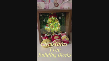 LED Christmas Tree Building Blocks with Wooden Frame – DIY Holiday Decoration Light-Up Showcase, Creative Christmas Gift for Adults & Teens