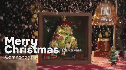 LED Christmas Tree Building Blocks with Wooden Frame – DIY Holiday Decoration Light-Up Showcase, Creative Christmas Gift for Adults & Teens