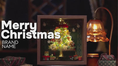 LED Christmas Tree Building Blocks with Wooden Frame – DIY Holiday Decoration Light-Up Showcase, Creative Christmas Gift for Adults & Teens